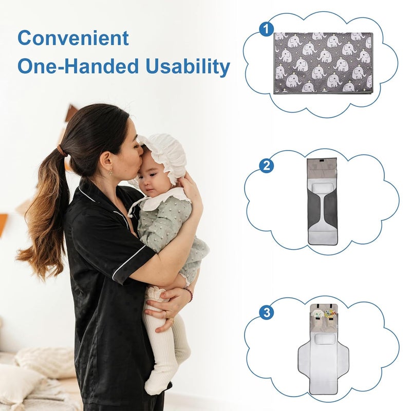 outtip 31" X 24.2" Extra Long Large Lightweight Toddler Diaper Changing Pad Travel, Cute Design 1-36 Month Infant Foldable Baby Changing Mat Wipeable, Changing Pad Portable for Station, Car, Stroller - Image 5